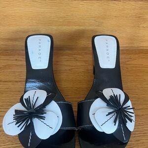 Black and White Heels with Floral Design